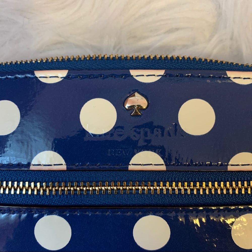 Kate Spade Blue & White Patent Polka Dot Wristlet - Picture 5 of 7